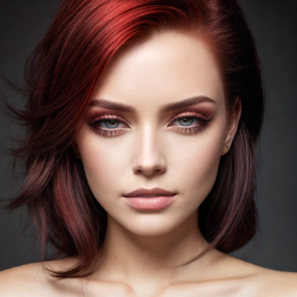 mulher olhos escuros cabelo vermelho 1