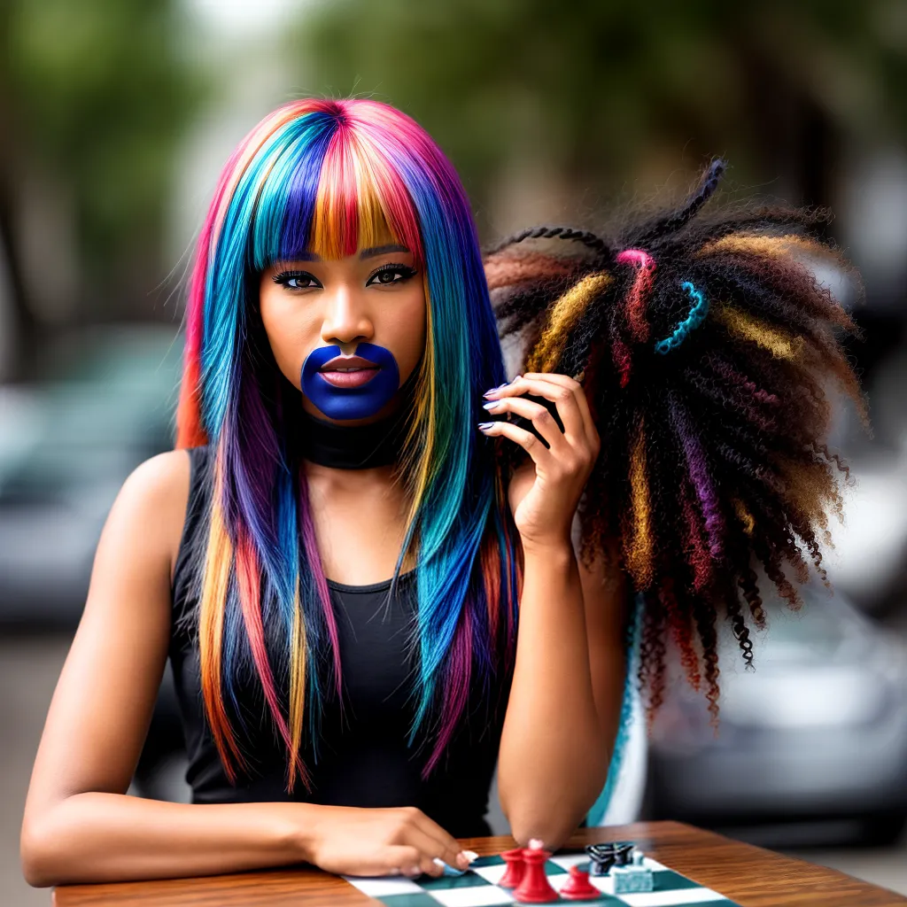 mulher cabelo colorido