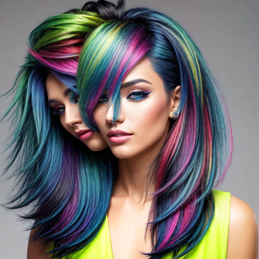 cabelo neon estiloso cores vibrantes