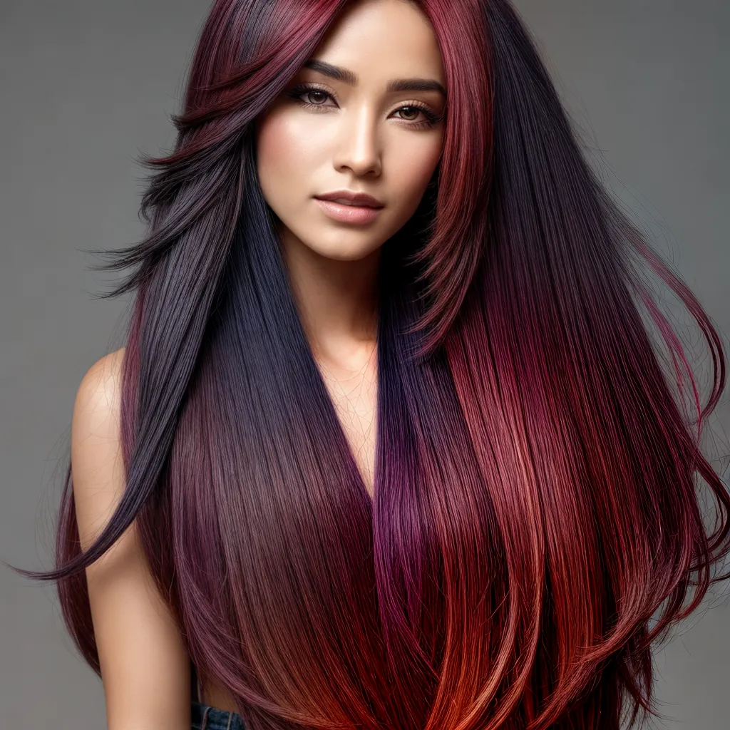 cabelo ombre invertido vibrante