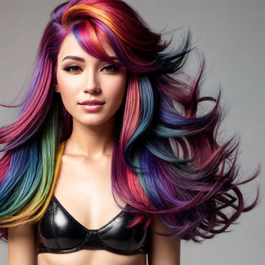 cabelo colorido frutas mulher