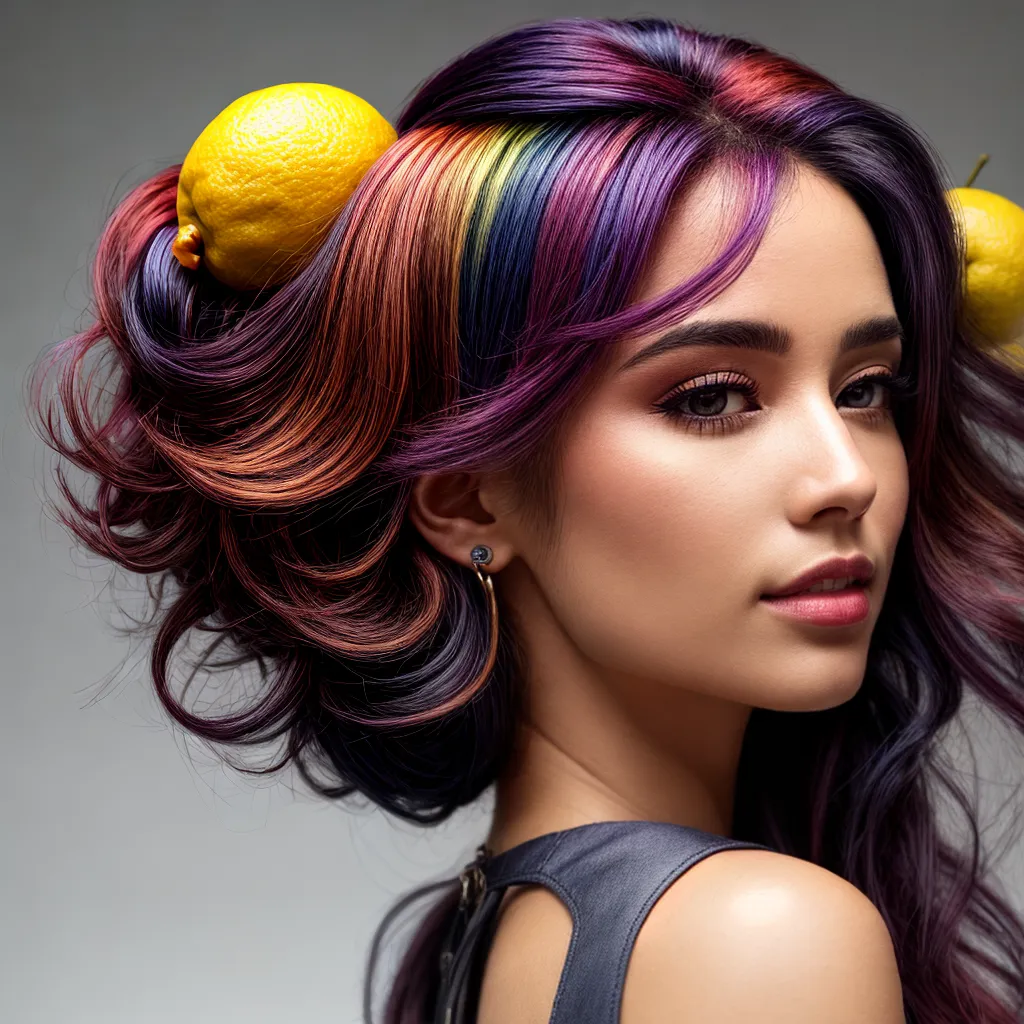 cabelo frutas destaque vibrante