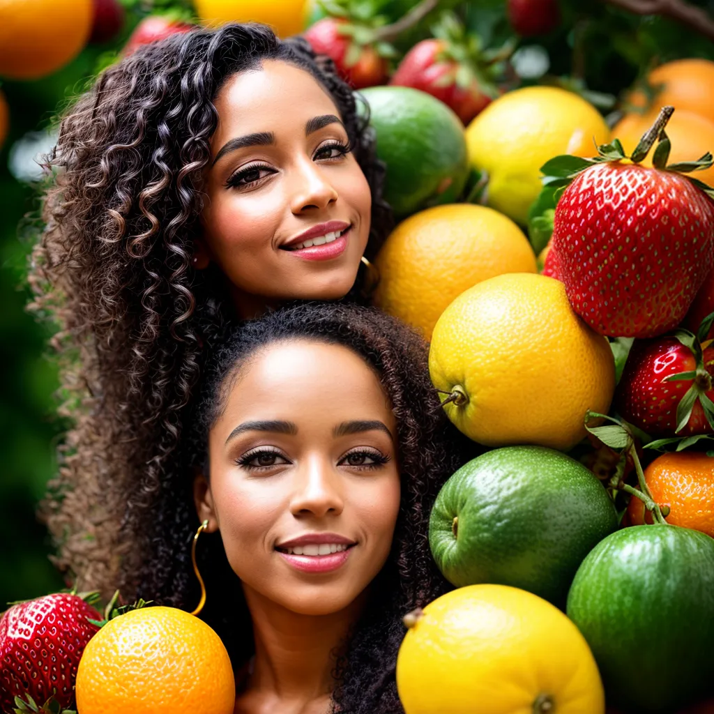 cabelo frutas coloridas mulher 1