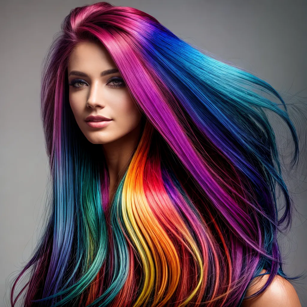 cabelo arco iris vibrante