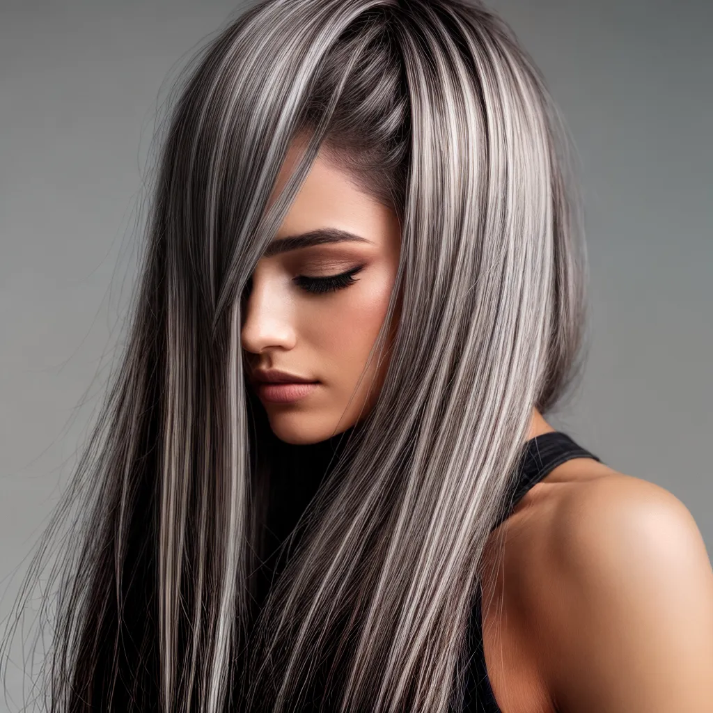 cabelo prateado metalico mulher