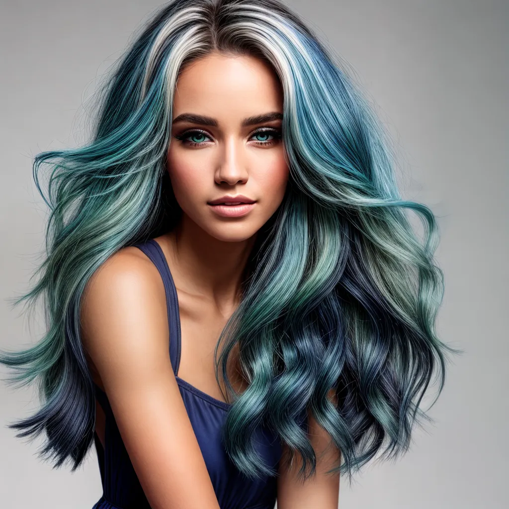 cabelo mechas azul verde