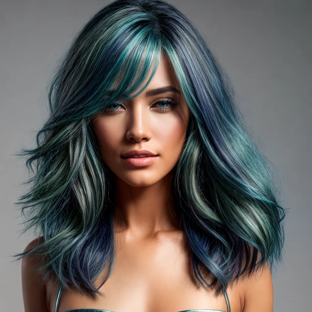 cabelo mulher destaque azul verde