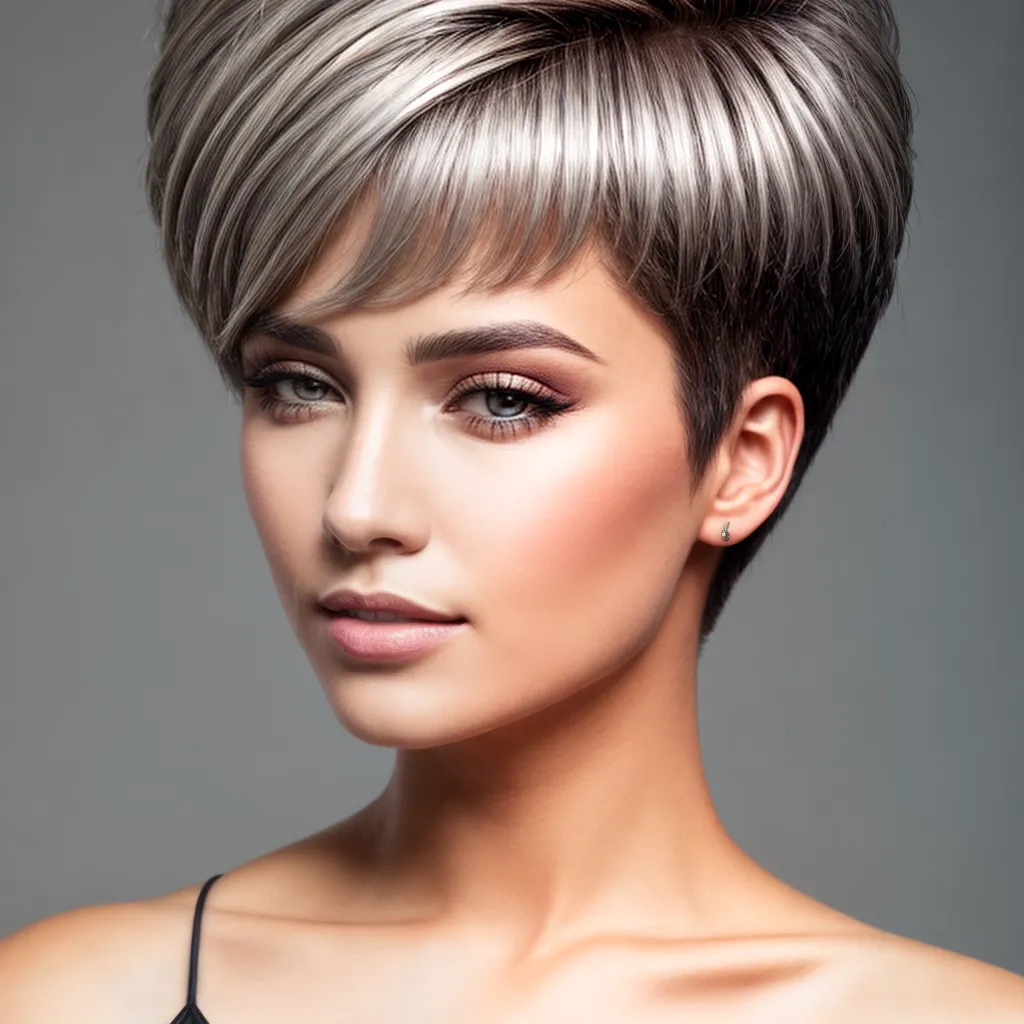 mulher estilosa corte pixie cabelo prateado mulher estilosa corte pixie cabelo prateado