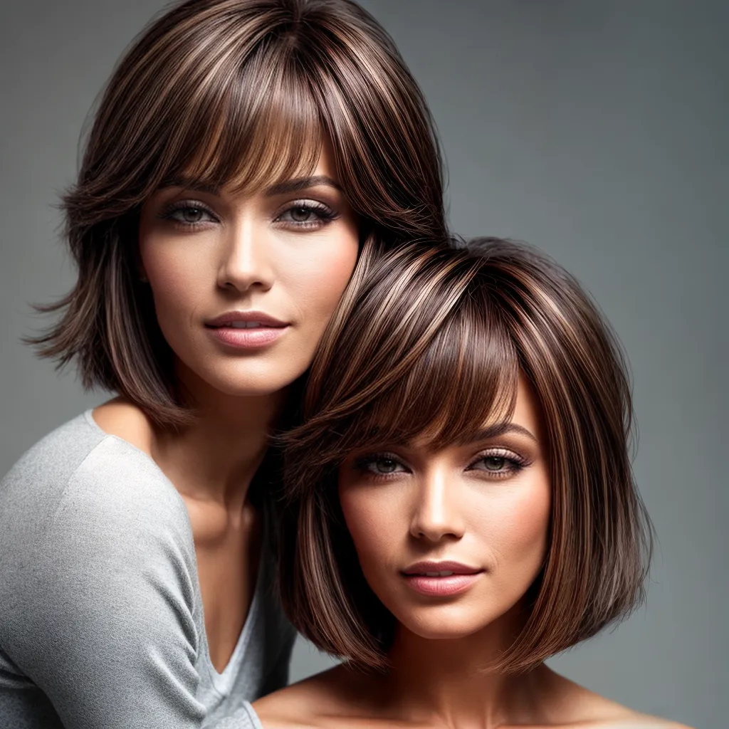mulher estilosa cabelo castanho camadas mulher estilosa cabelo castanho camadas