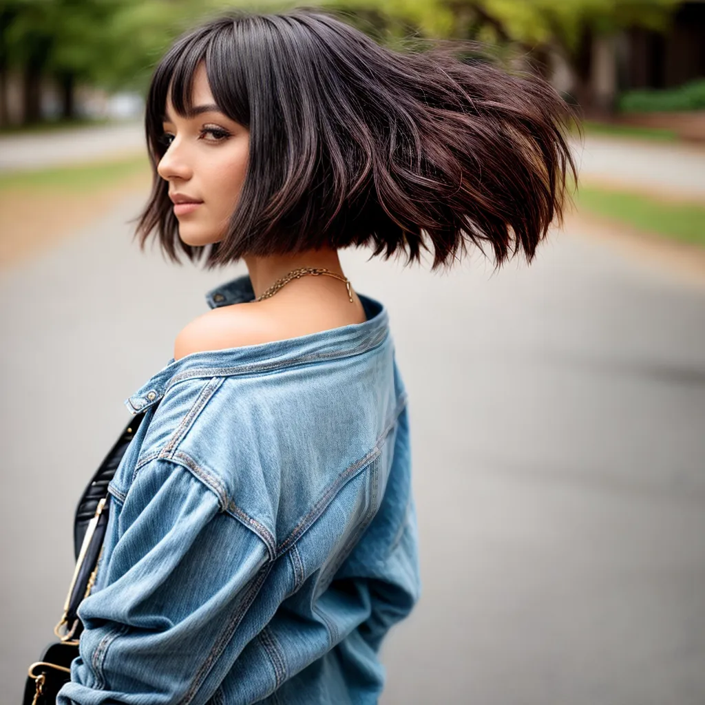 corte bob despojado mulher estilosa