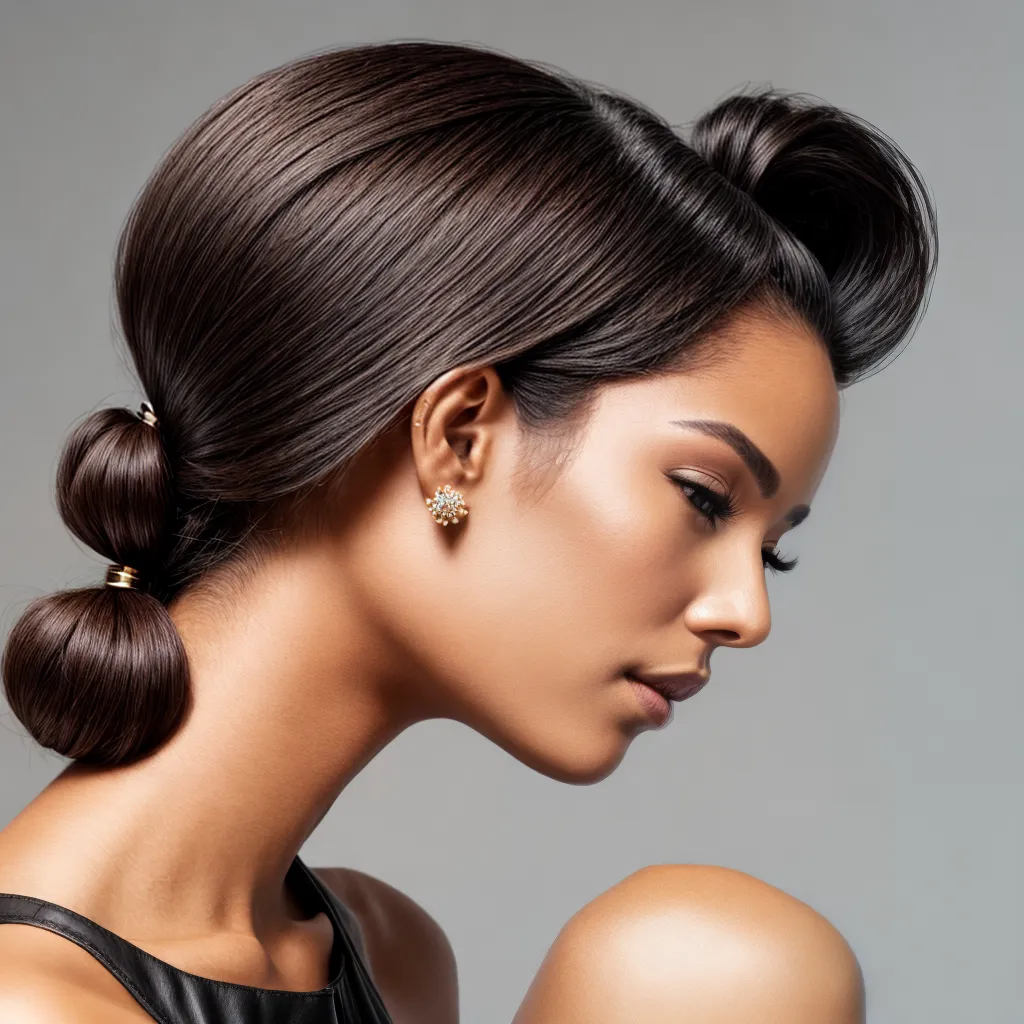 mulher penteado bob chic coque