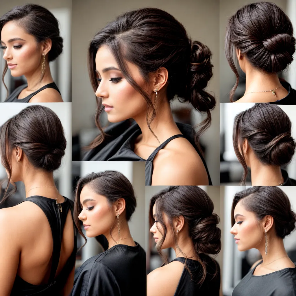 mulher penteados updo estilos cabelo