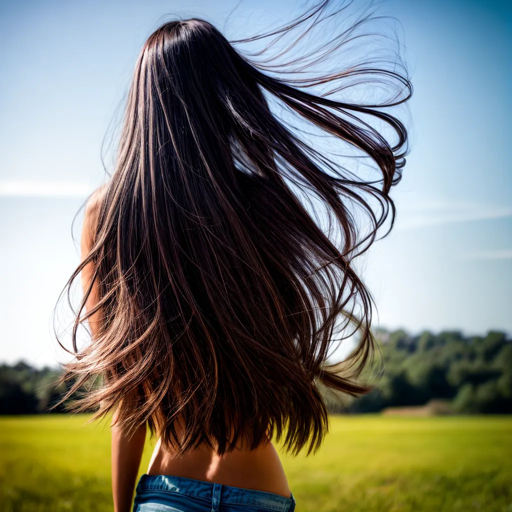 mulher cabelo longo vento