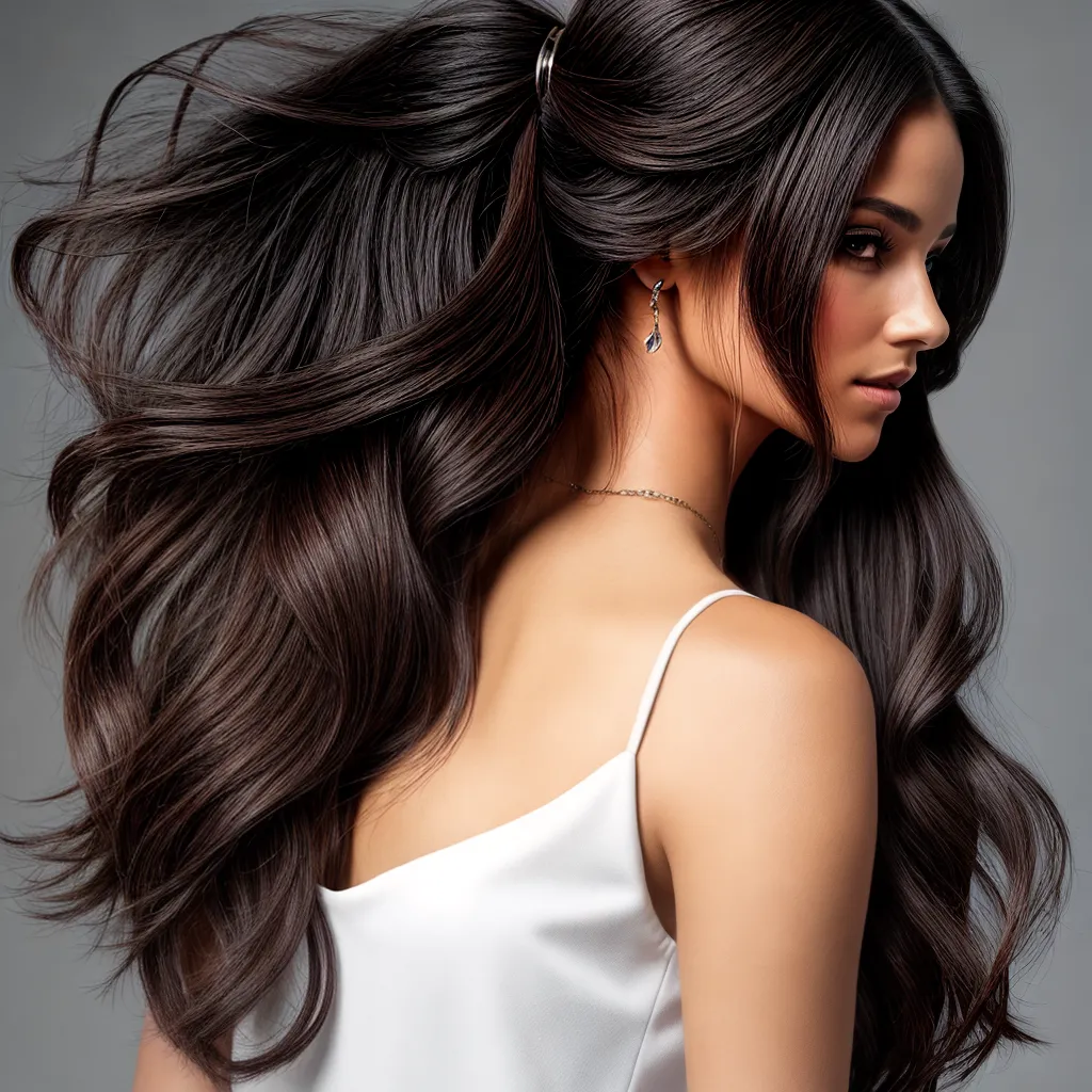 cabelo longo ondas naturais elegante