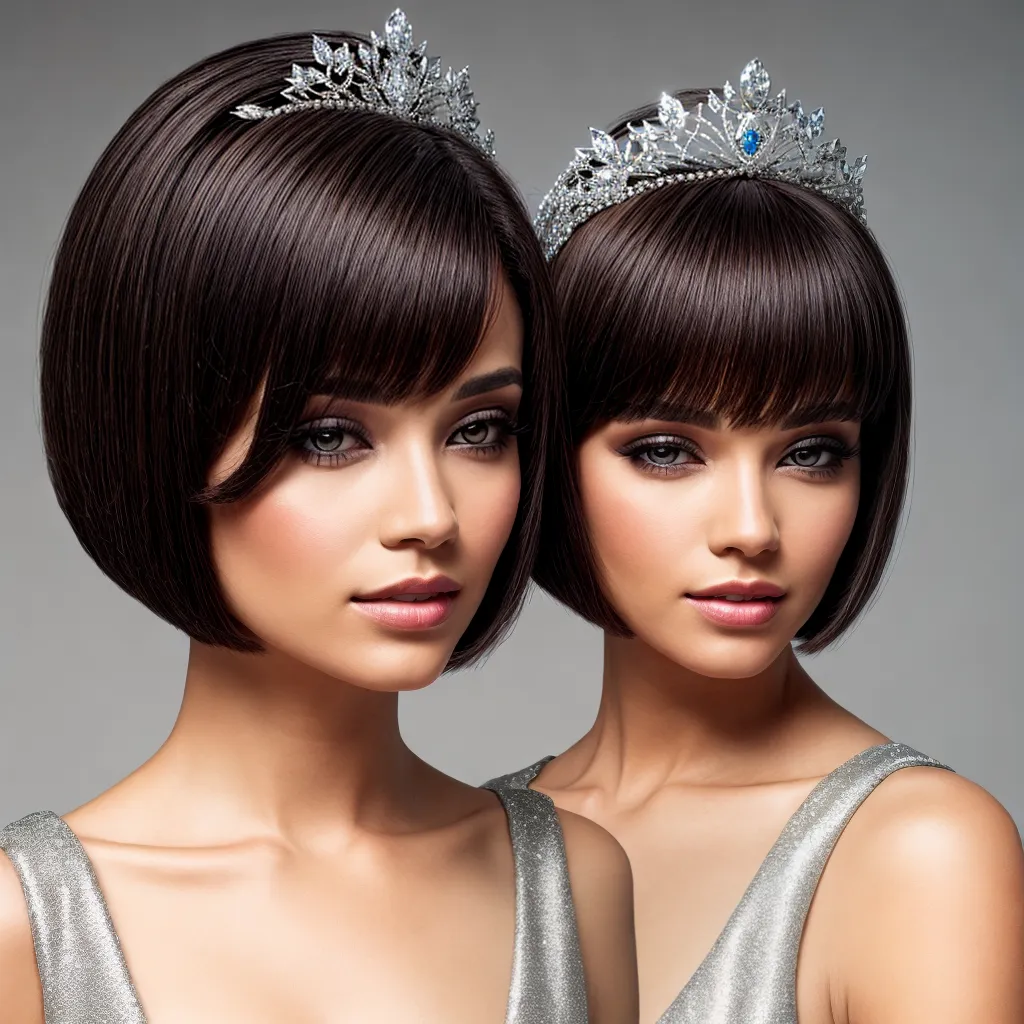 mulher cabelo bob tiara brilhante