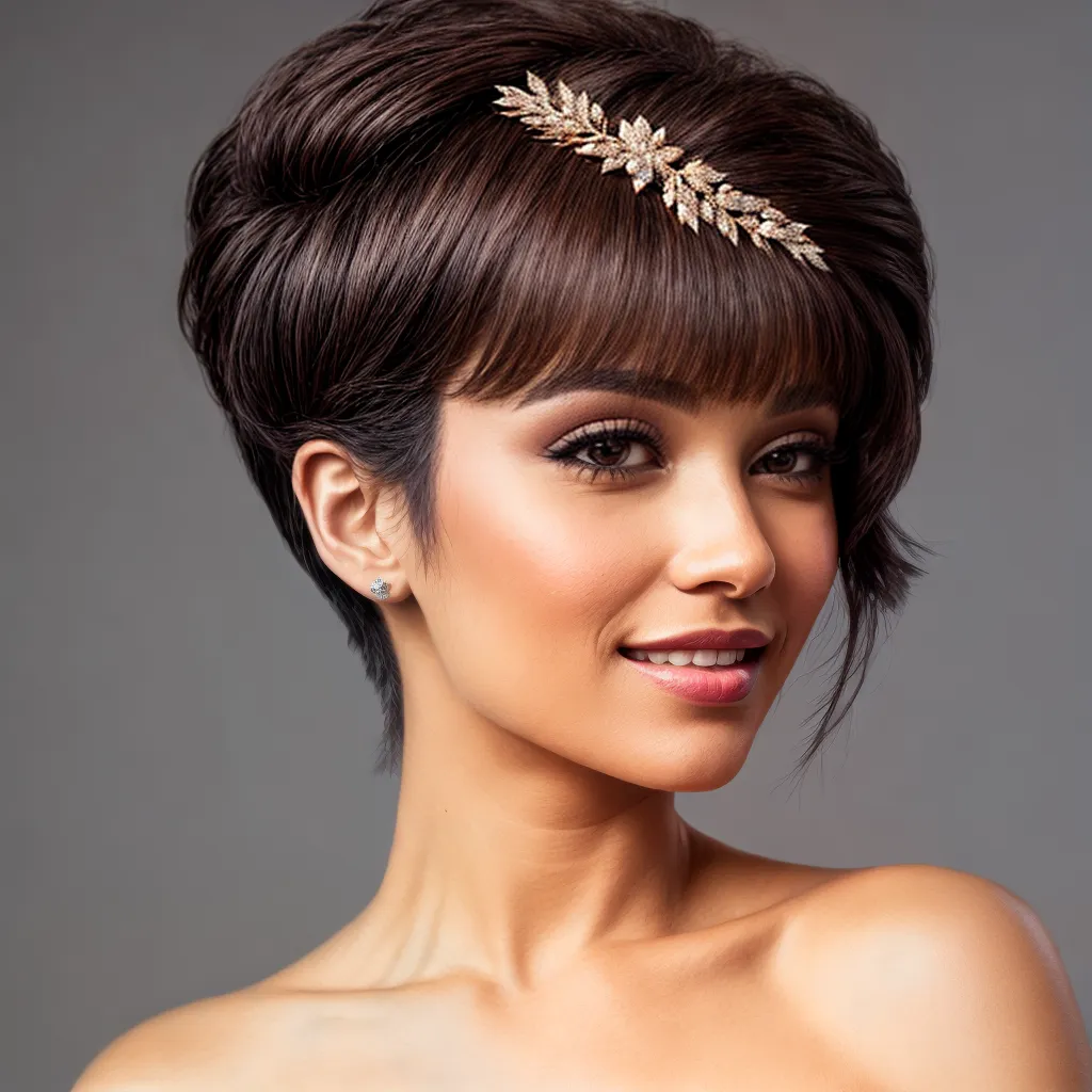 mulher estilosa pixie tiara brilhante