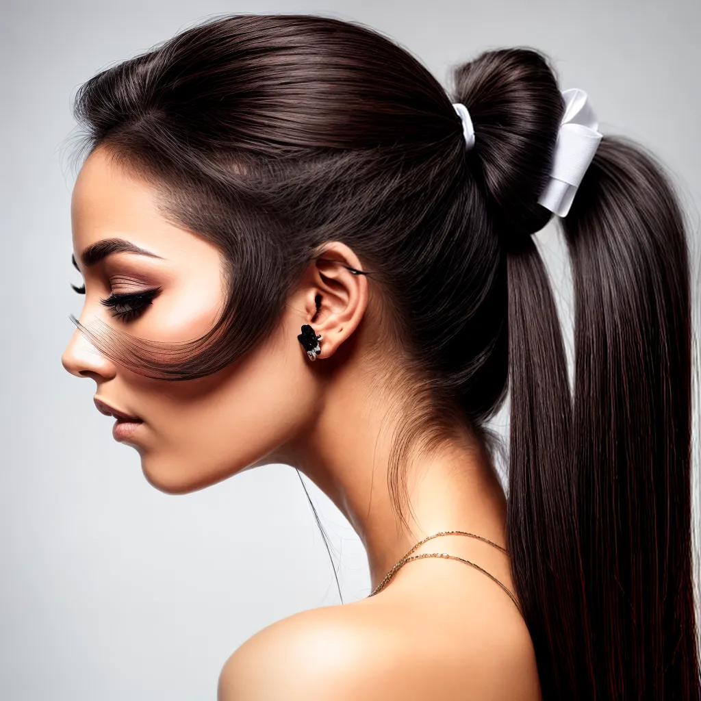mulher cabelo longo rabo cavalo laco mulher cabelo longo rabo cavalo laco