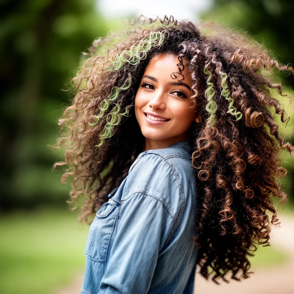 mulher cabelo cacheado movimento