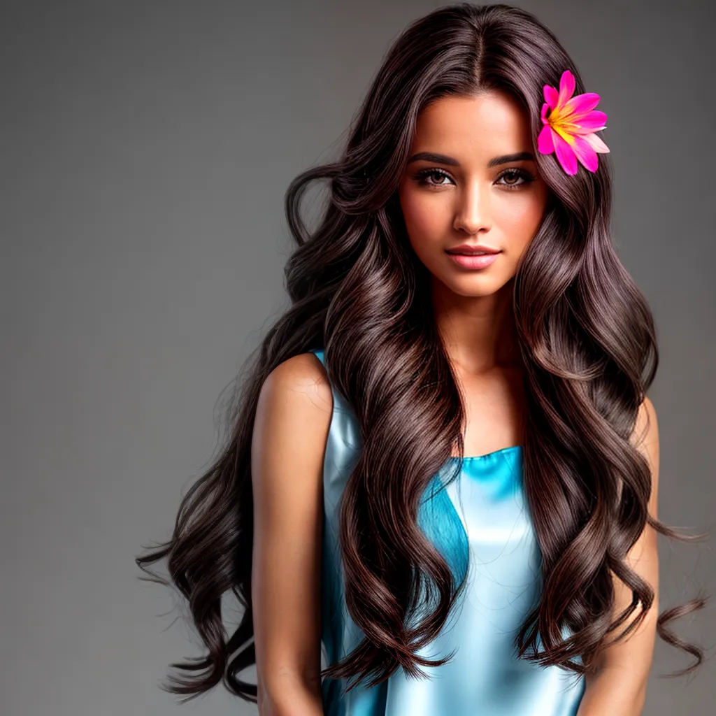 mulher cabelo solto presilha flores