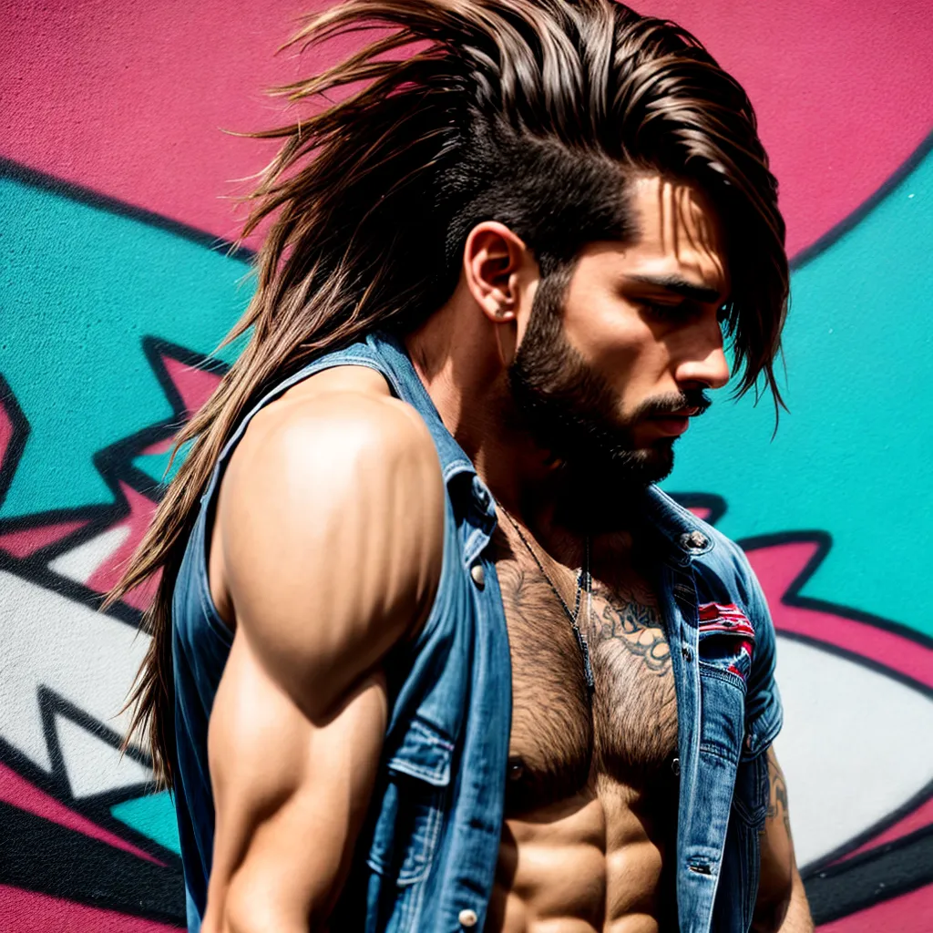 homem estiloso cabelo longo grafite homem estiloso cabelo longo grafite