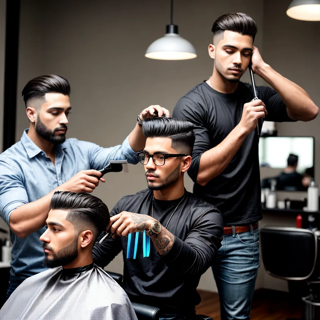 barbeiro corte estiloso homem jovem barbeiro corte estiloso homem jovem