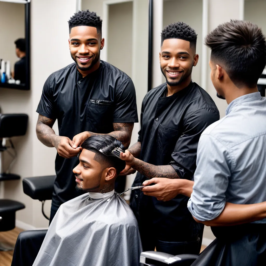 homem sorrindo barbeiro corte cabelo