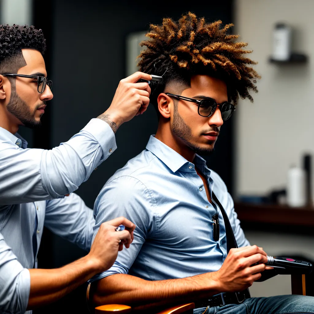 corte cabelo estiloso barbeiro satisfeito