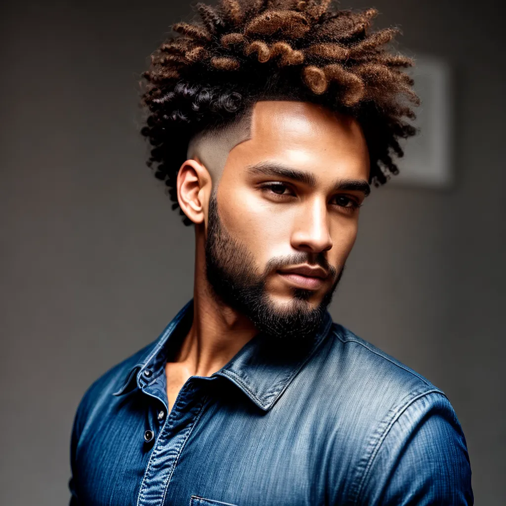 homem confiante cabelo cacheado undercut