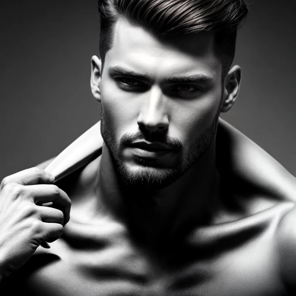 modelo masculino corte estiloso preto branco