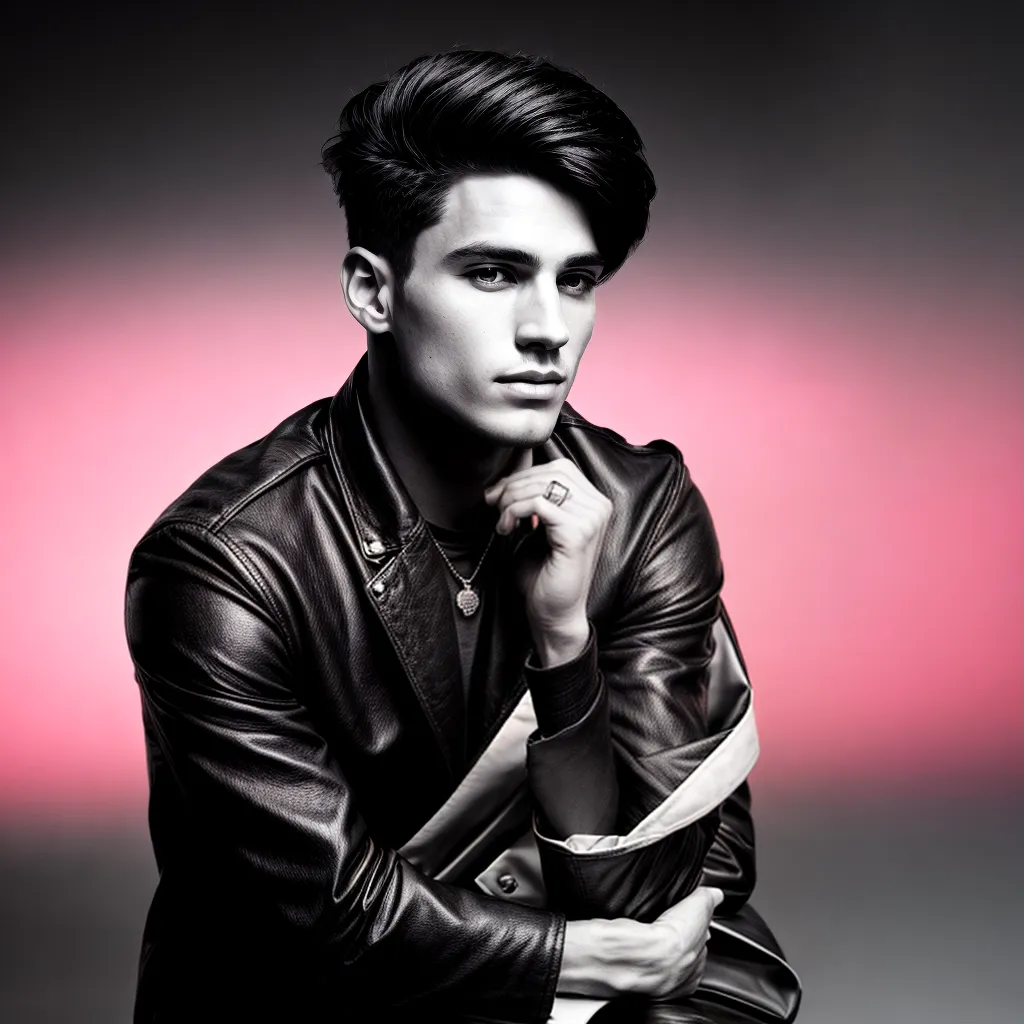 homem corte cabelo estiloso preto branco