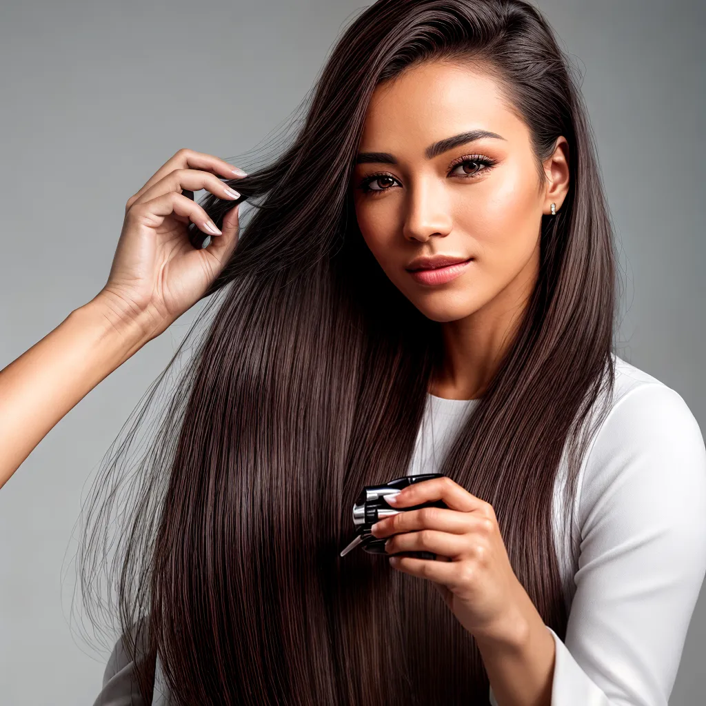 mulher aplicando serum cabelo brilho mulher aplicando serum cabelo brilho