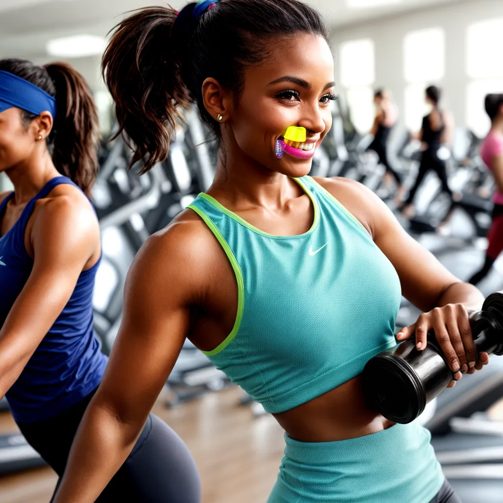 mulher sorrindo malhacao gym energia