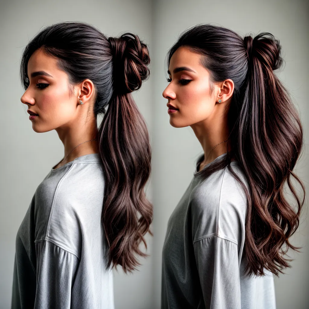 mulher cabelo solto bun chic mulher cabelo solto bun chic