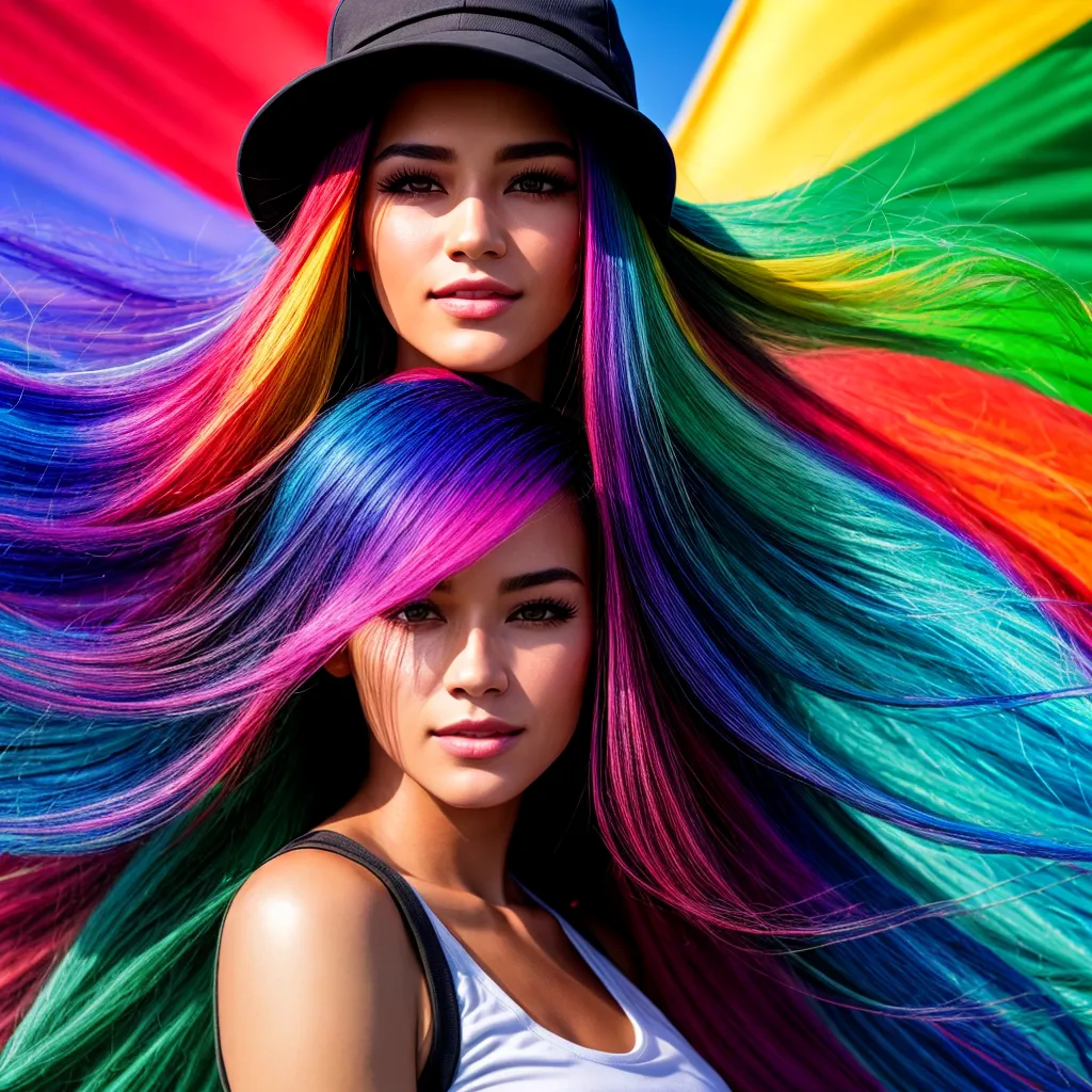 mulher cabelo colorido protecao sol