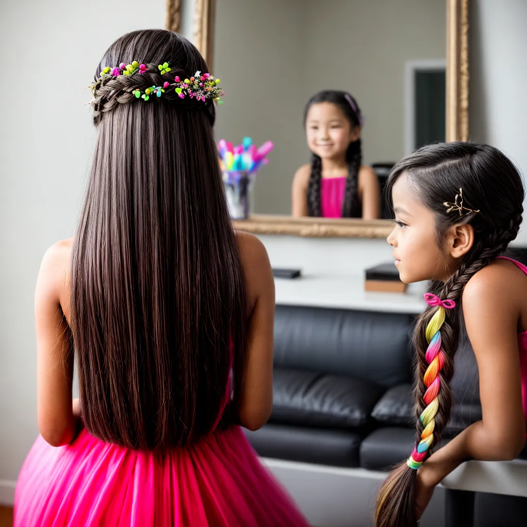 menina cabelo tranca fitas acessorios