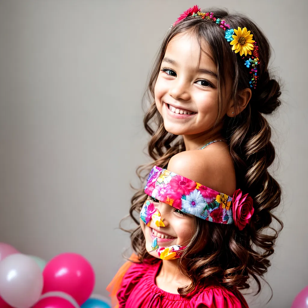 menina alegre cabelo tranca festiva