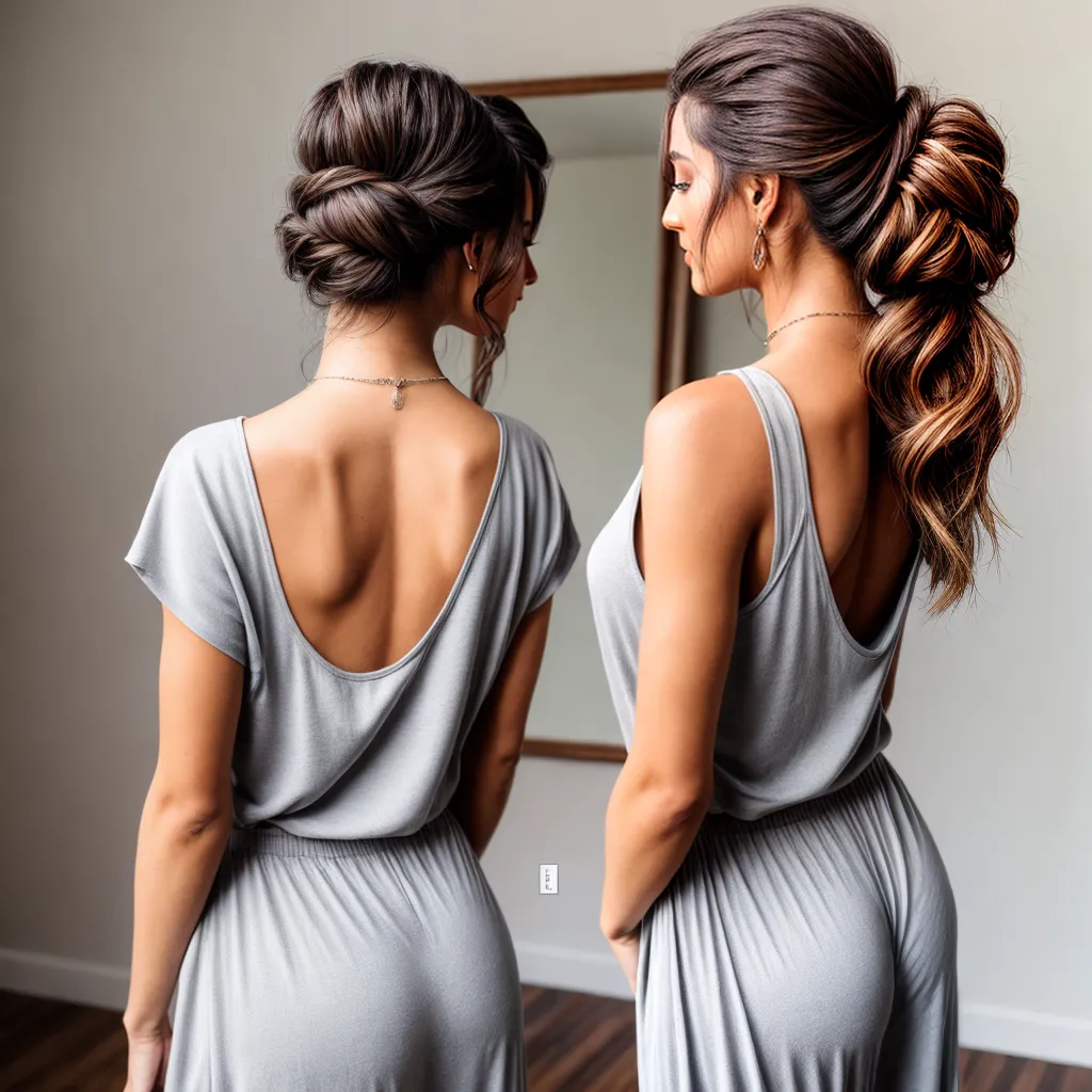 mulher cabelo solto espelho penteado despojado