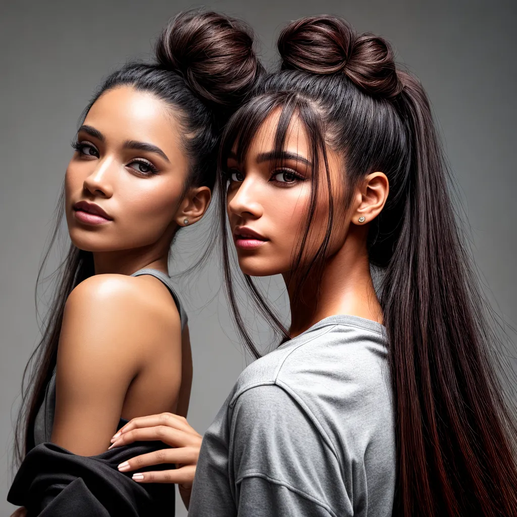 mulher penteando cabelo para bun