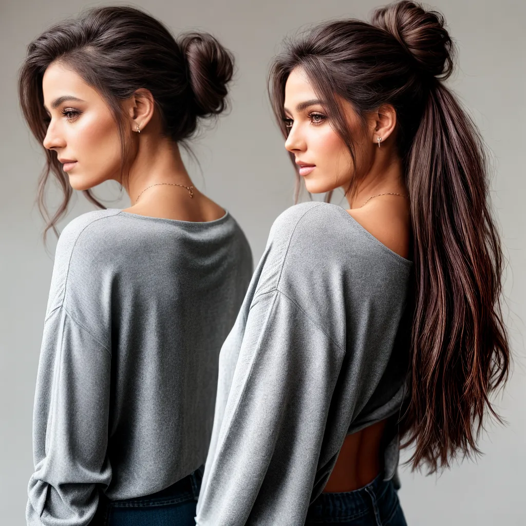 mulher cabelo solto coque despojado