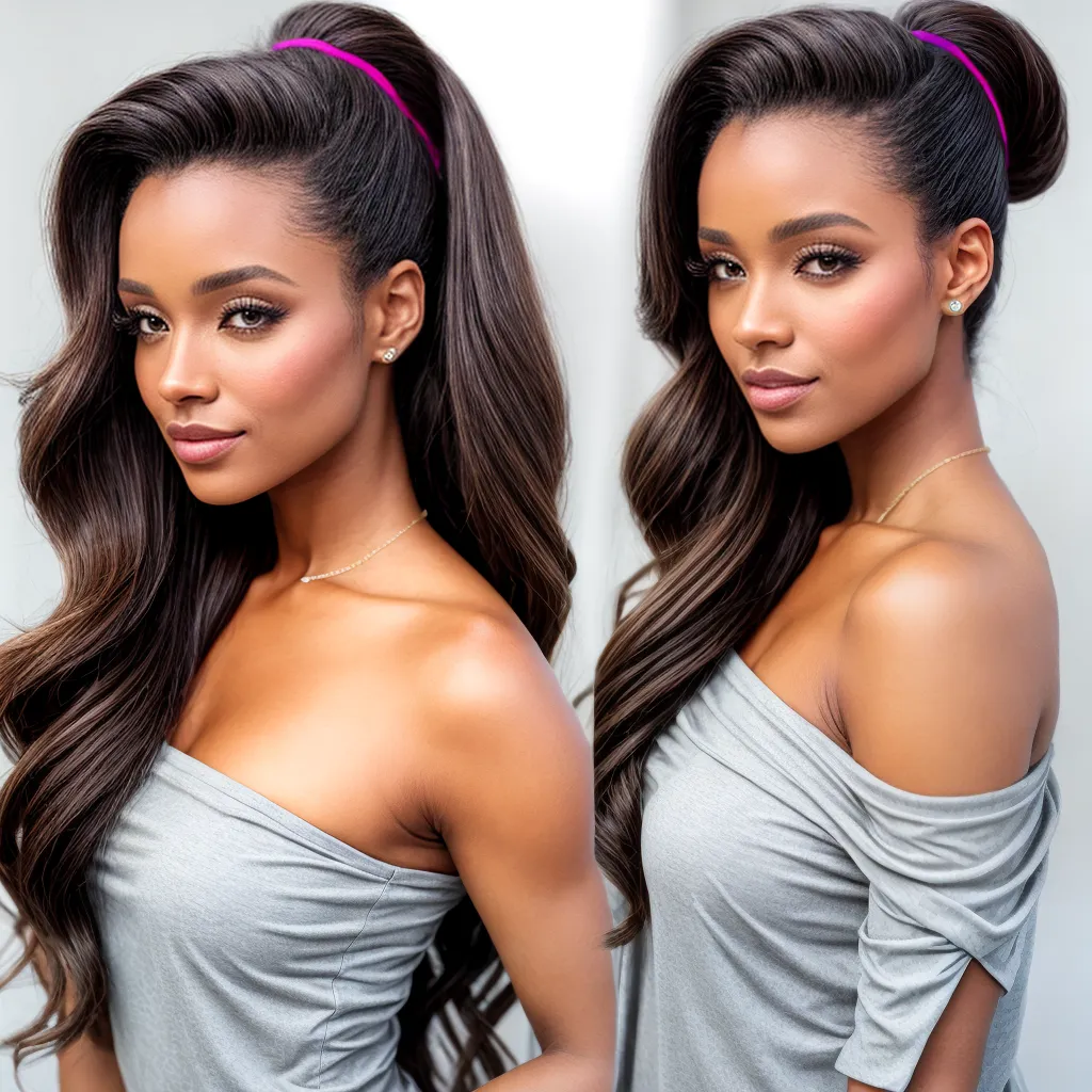 mulher cabelo longo ponytail chique
