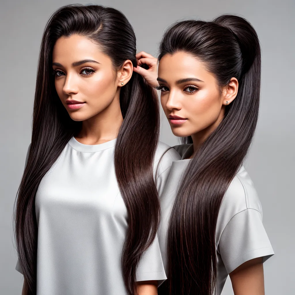 mulher cabelo longo ponytail elegante 3