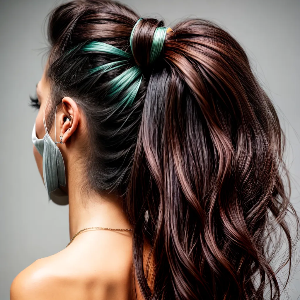 mulher cabelo longo ponytail estiloso mulher cabelo longo ponytail estiloso