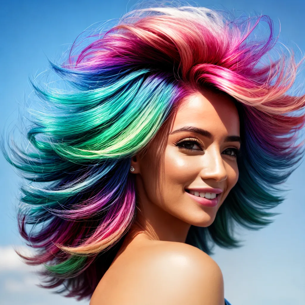 mulher sorridente shampoo condicionador cabelo colorido mulher sorridente shampoo condicionador cabelo colorido