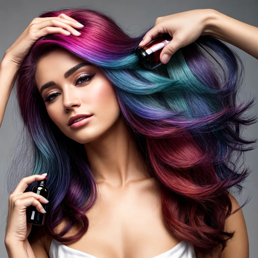 mao mulher oleo capilar cabelo colorido mao mulher oleo capilar cabelo colorido
