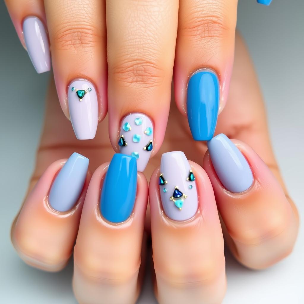 Unha decorada francesinha com azul: 9 ideias para se inspirar