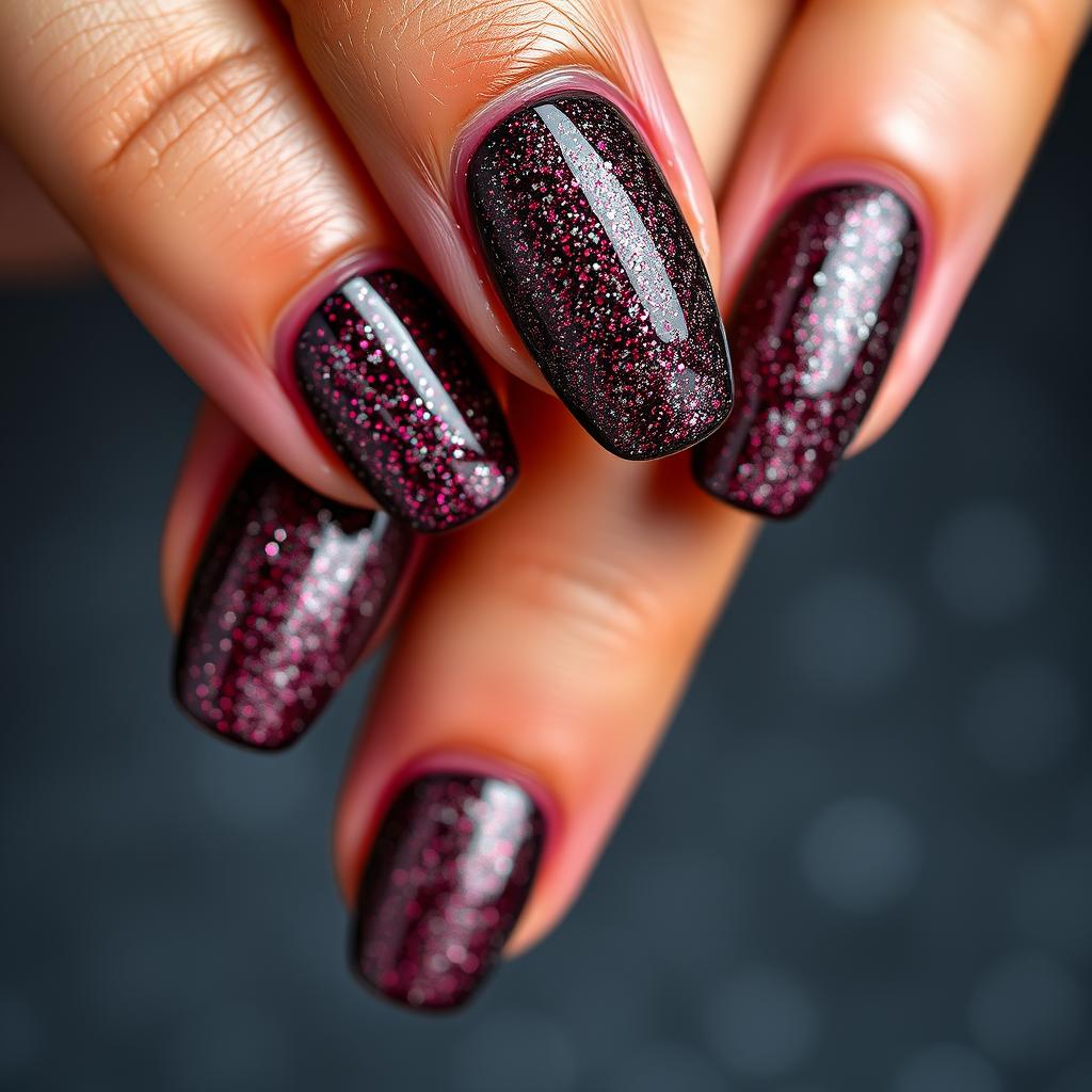 Unha preta com glitter: 15 inspirações para arrasar em grande estilo