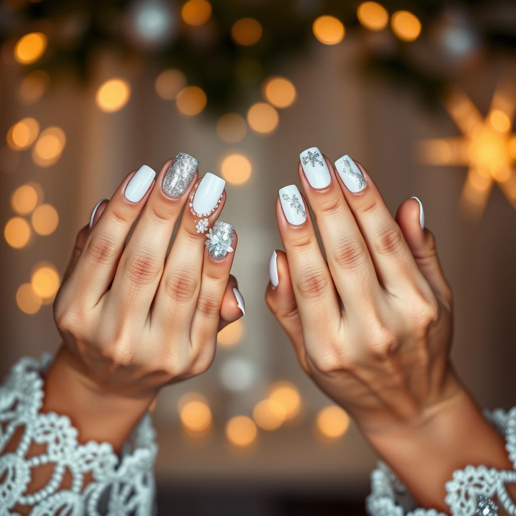 18 unhas decoradas branca com prata para arrasar neste fim de ano