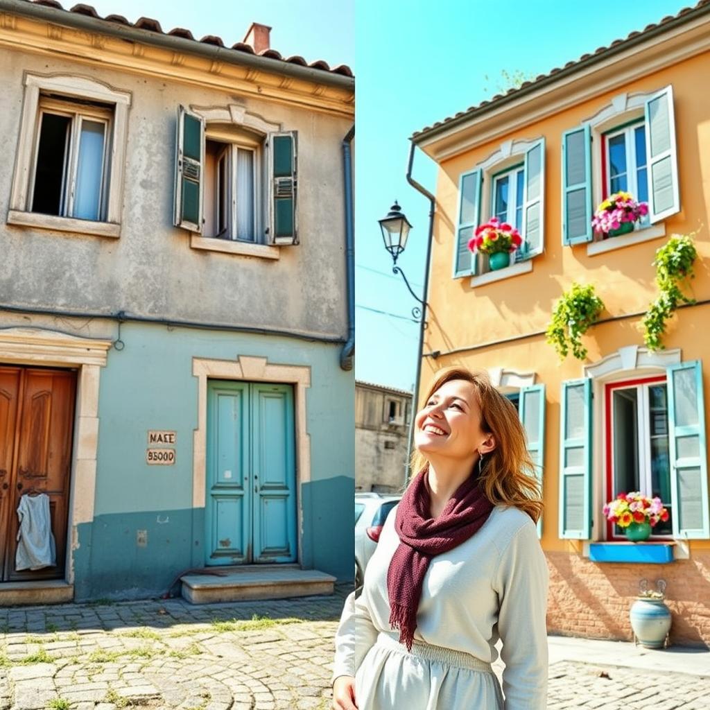 Mulher compra casa por 1 Euro na Itália e antes e depois impressiona