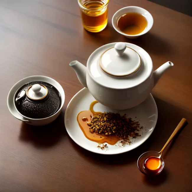 cha oolong porcelana folhas mel