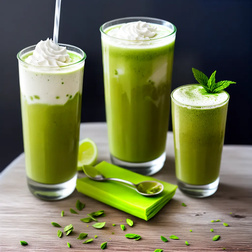 matcha latte verde refrescante creme